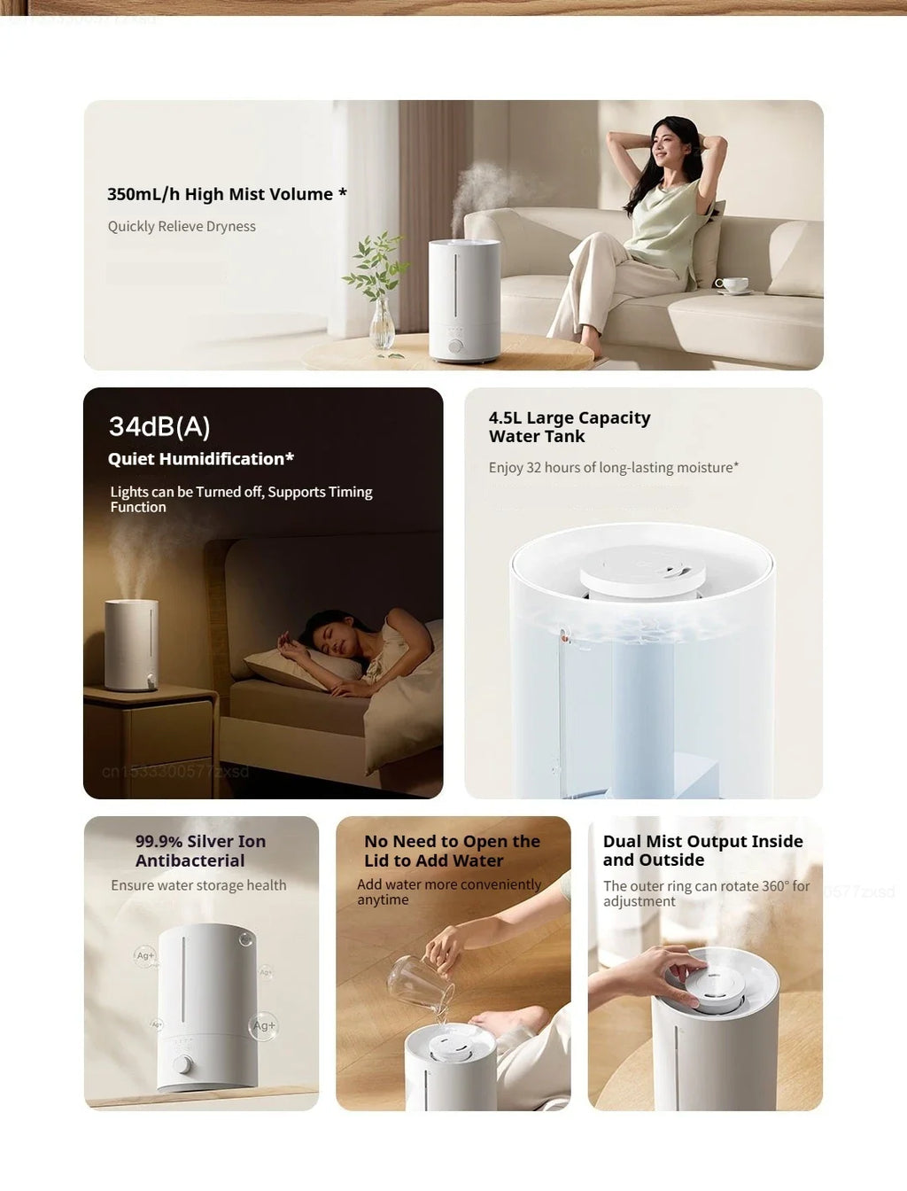 Mijia Humidifier 3 4.5L Mist Maker Air Purifier for Home