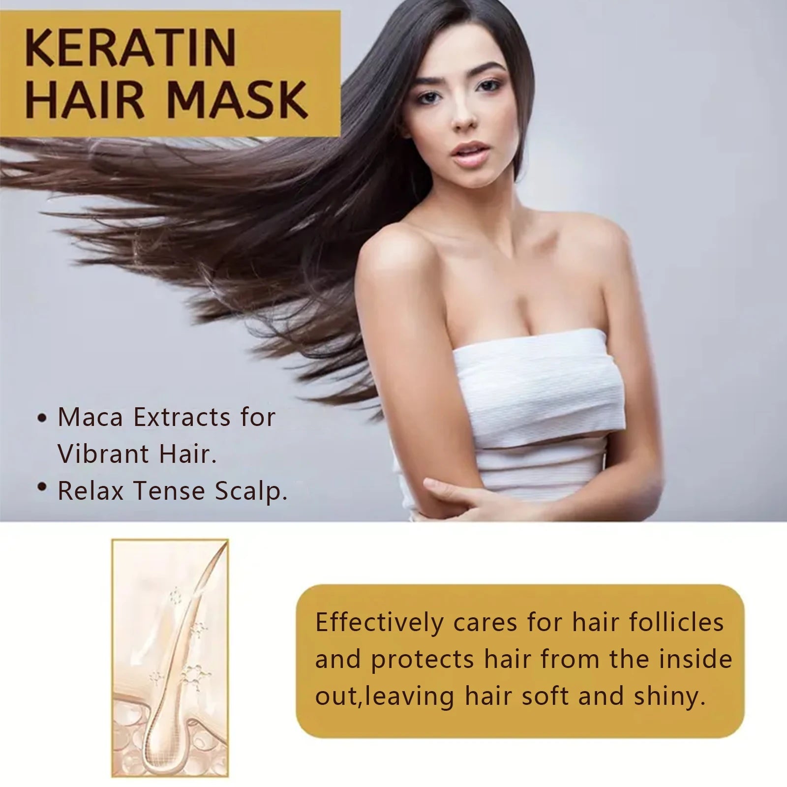 Keratin Hair Mask Deep Repair Conditioner for Dry and Damaged Hair 100g