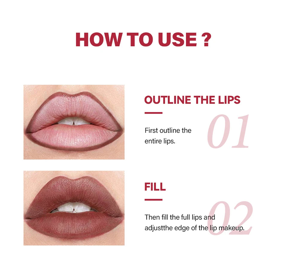 Waterproof Long-Lasting Matte Lip Liner Pencil Set