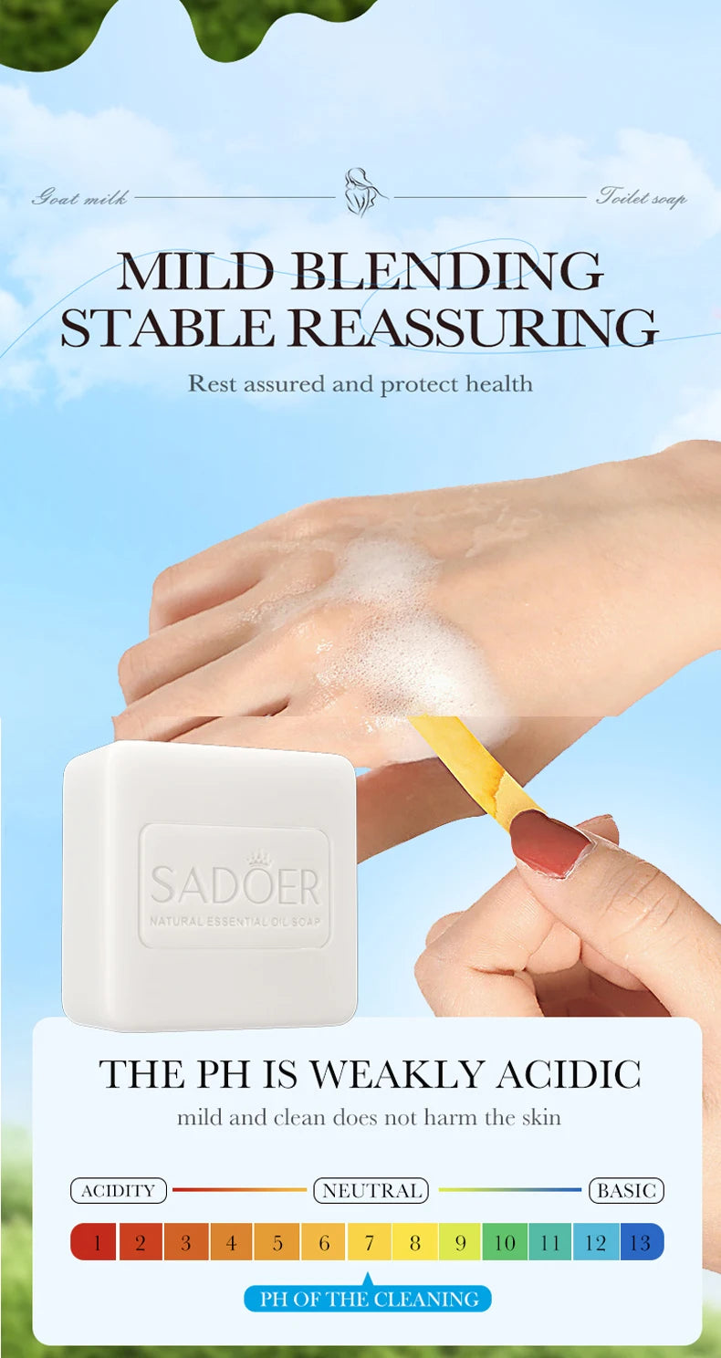 Sadoer Goat Milk Essence Soap Moisturizing Facial and Body Cleansing Bar - 16