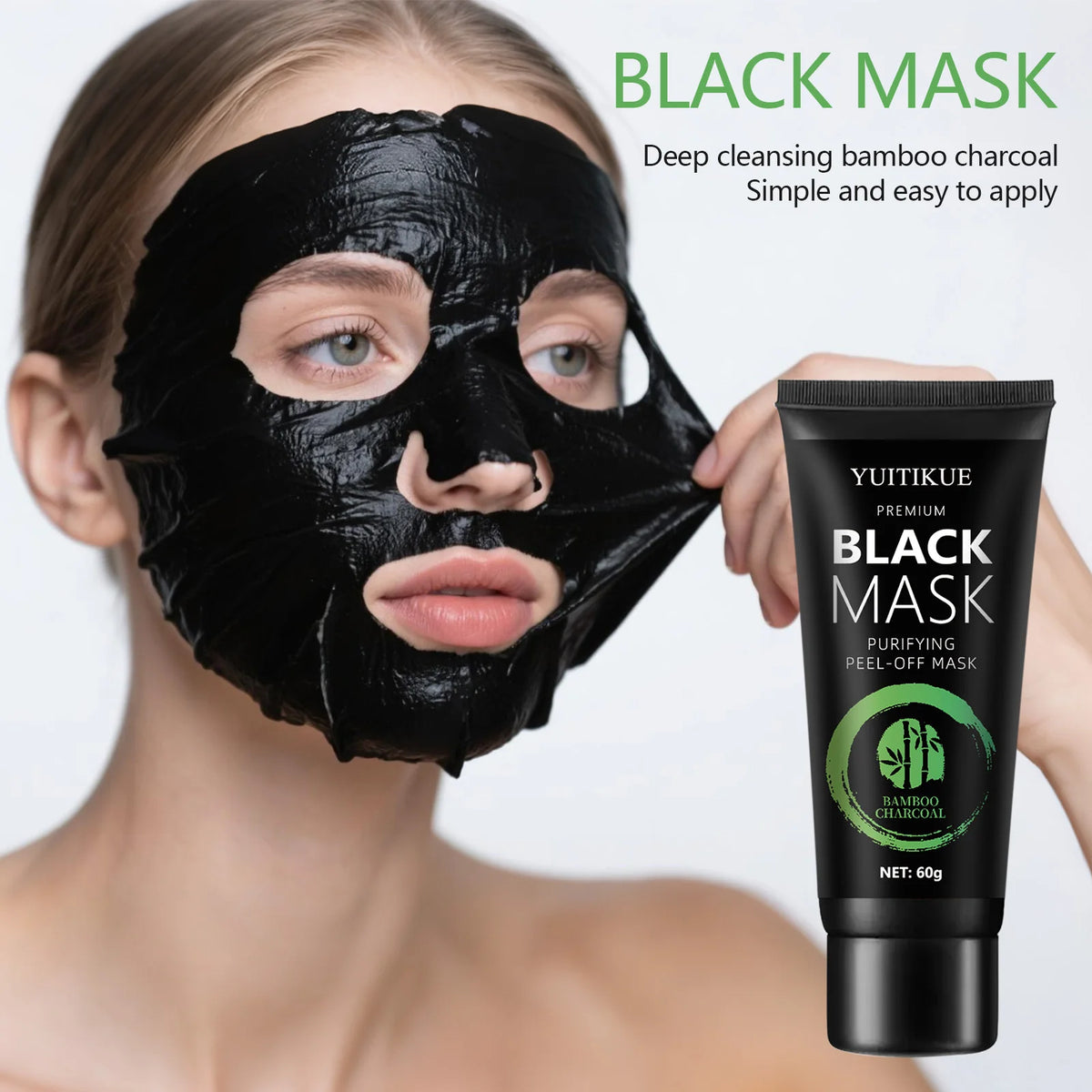 YUITIKUE Bamboo Charcoal Black Mask Deep Cleansing Peel Off Facial Mask