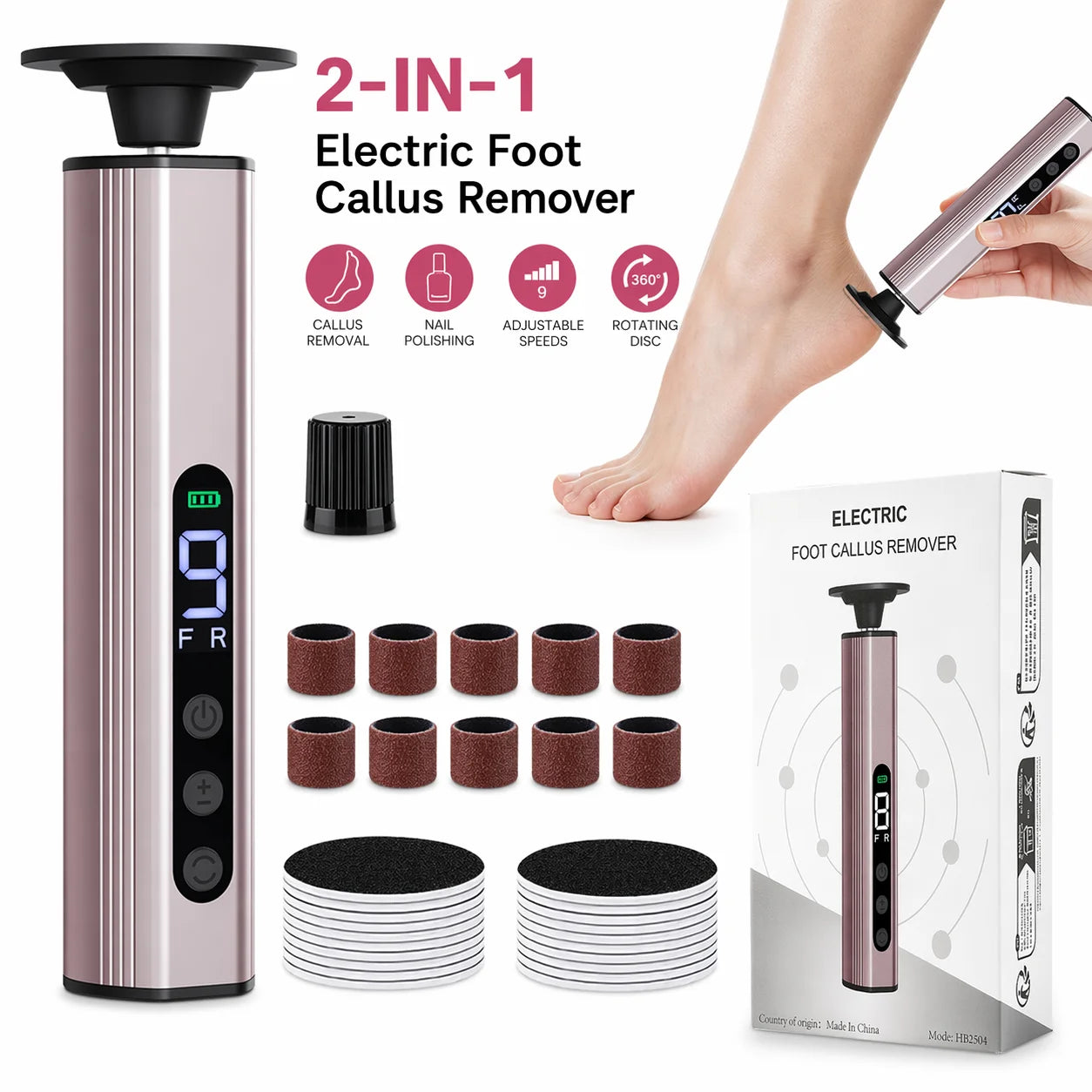 Electric Foot Callus Remover with 9 Speed Settings - 7