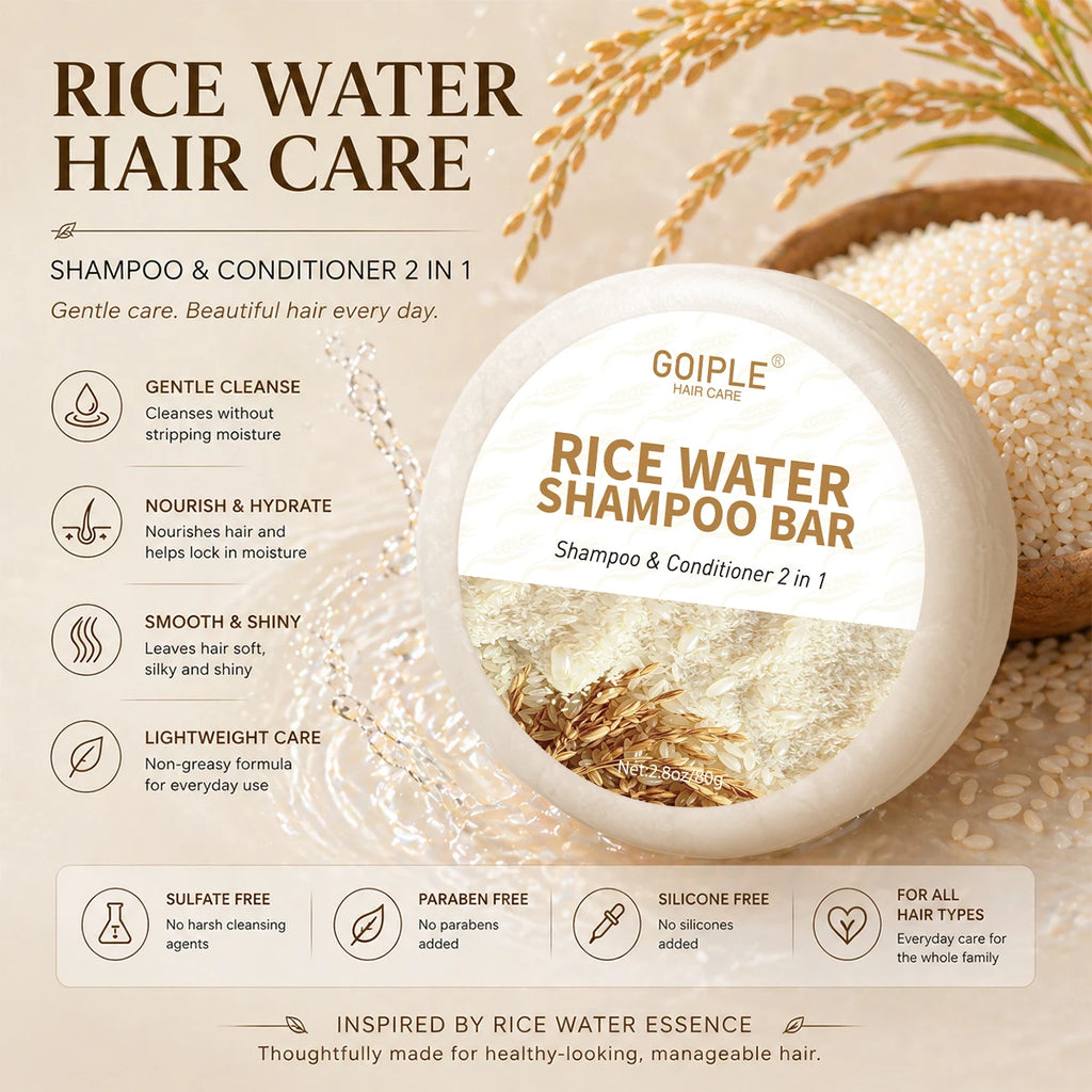 Rice Water Shampoo Bar 2-in-1 Cleansing and Conditioning Hair Soap