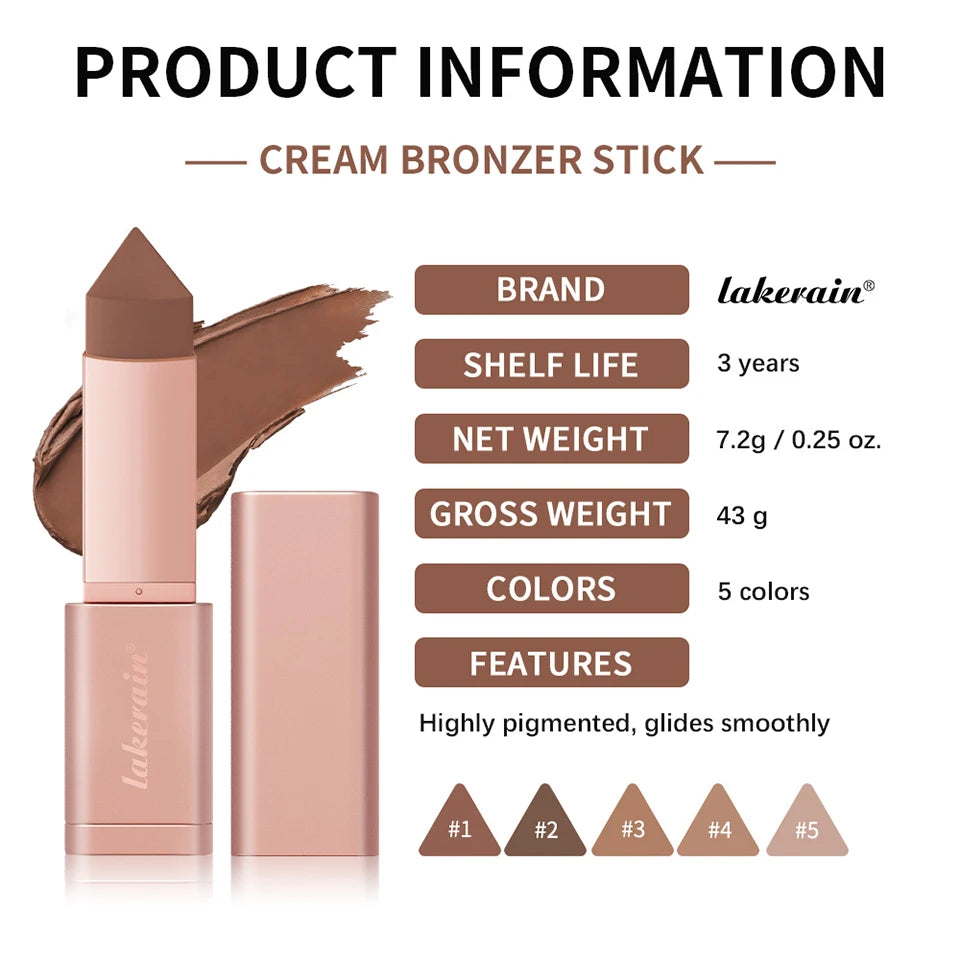 2-in-1 Cream Bronzer and Contour Stick for Sculpted Face Makeup - 18