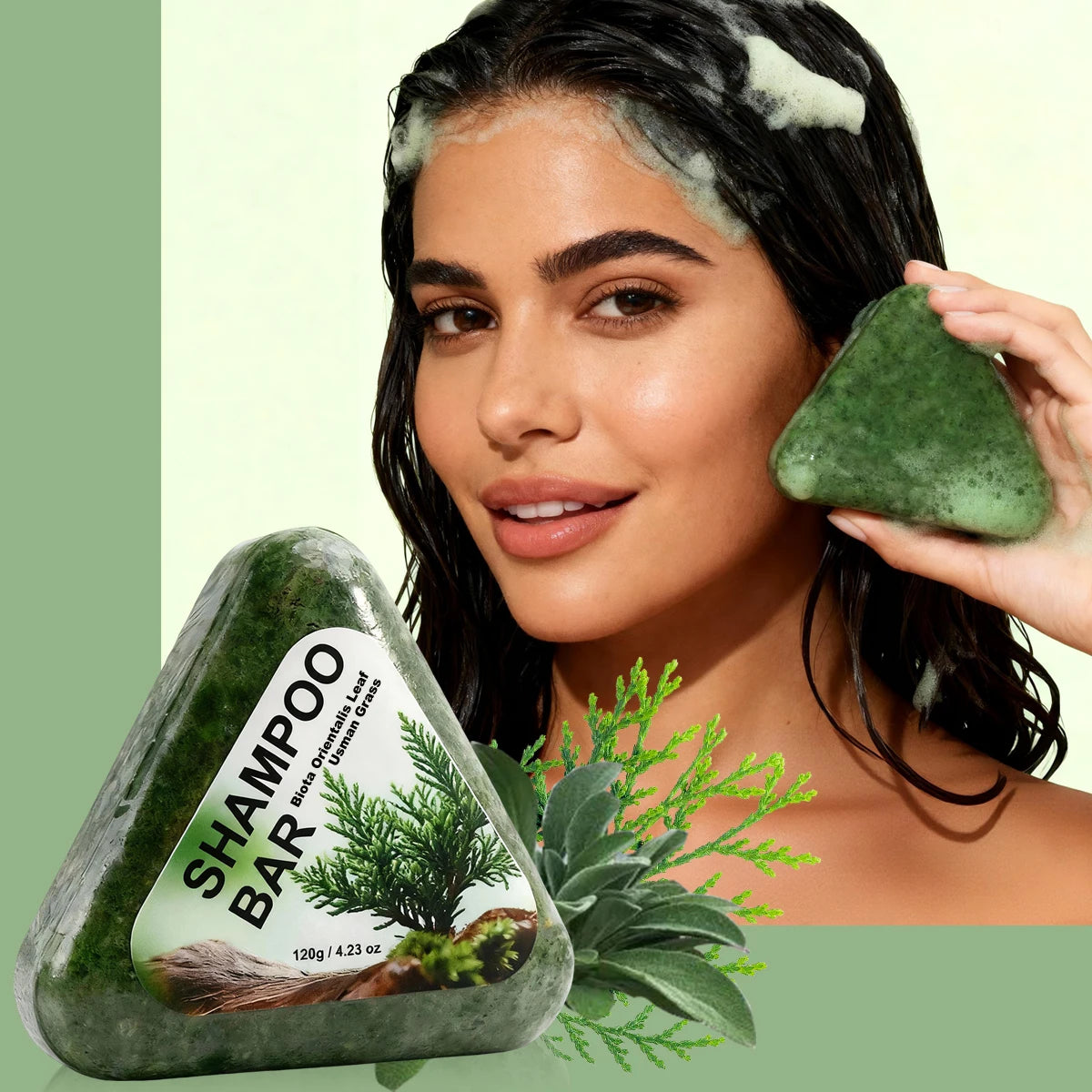 YURHERSU Usman Grass Shampoo Bar Herbal Hair Cleansing Soap 120g - 5