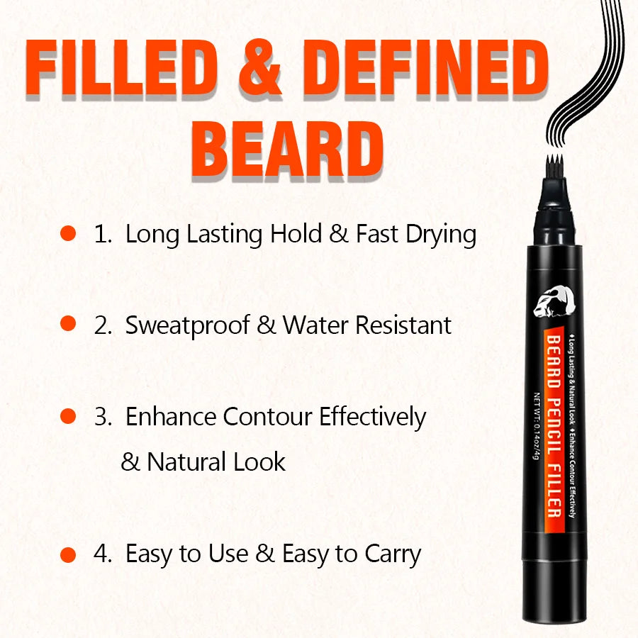 Beard Filler Pen and Brush Kit Waterproof Mustache Grooming Tool