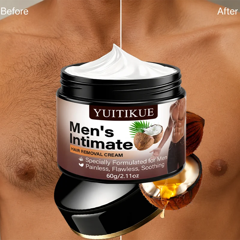 Mens Intimate Hair Removal Cream Painless Body Depilatory for Sensitive
