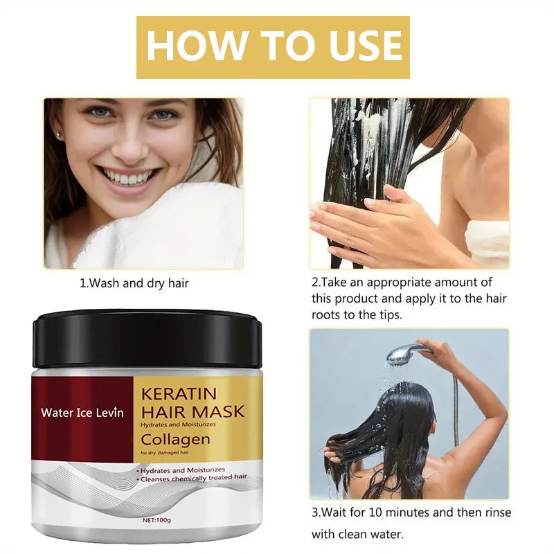 Collagen Keratin Hair Mask Moisturizing Conditioner for Damaged Hair 100g - 6