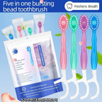 Portable Disposable Toothbrush with Toothpaste Beads Travel Dental Set