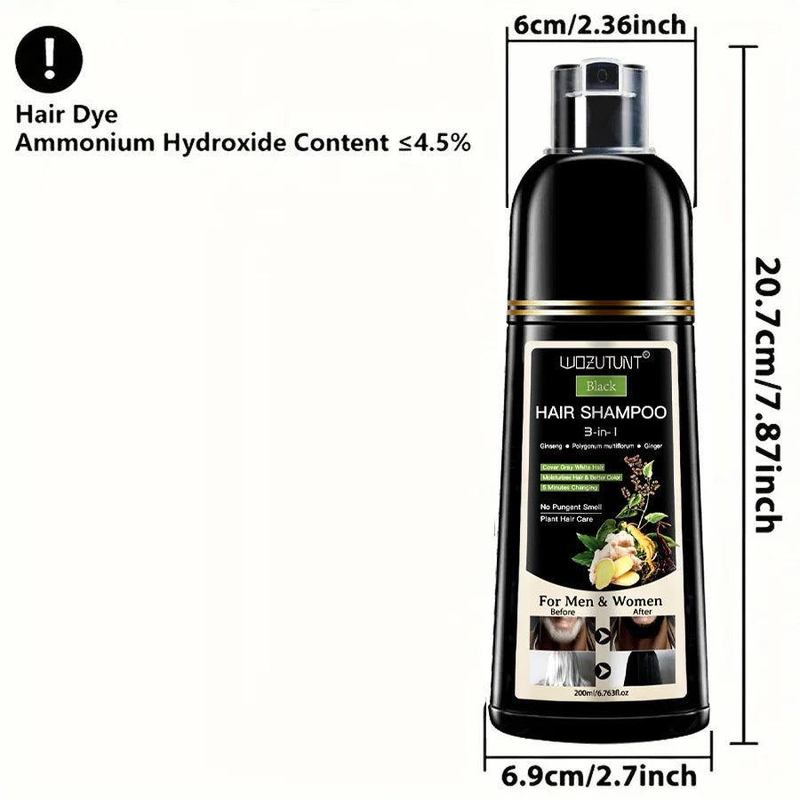 200ml 3 in 1 Herbal Hair Dye Shampoo for Men and Women
