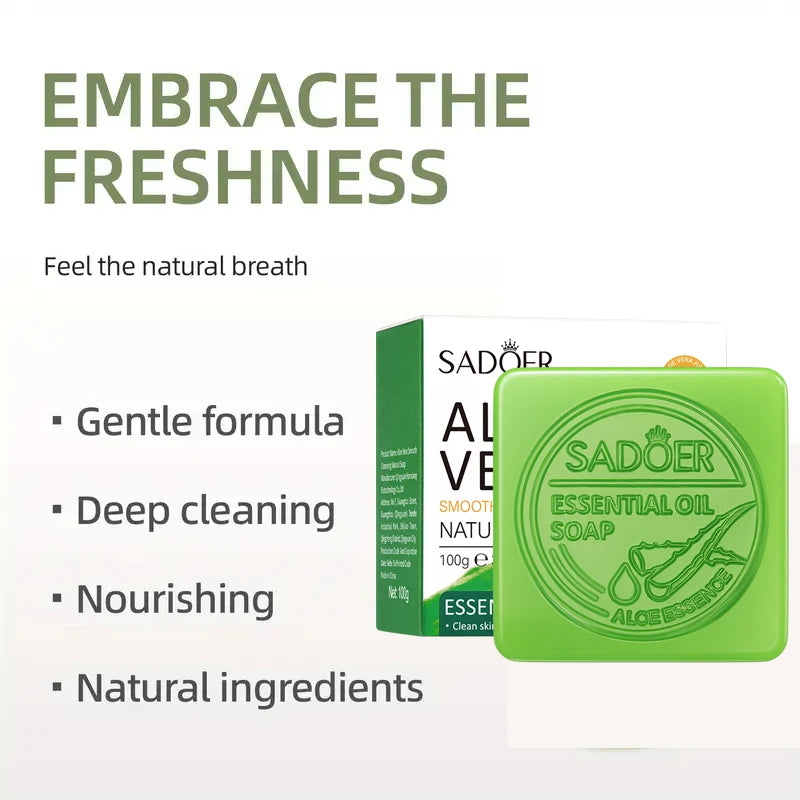 Sadoer Aloe Vera Essential Oil Soap Moisturizing Hand and Body Cleanser - 2