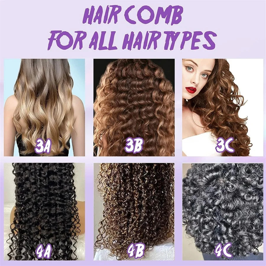 5 Piece Hair Detangling Comb and Styling Brush Set for Curly Hair
