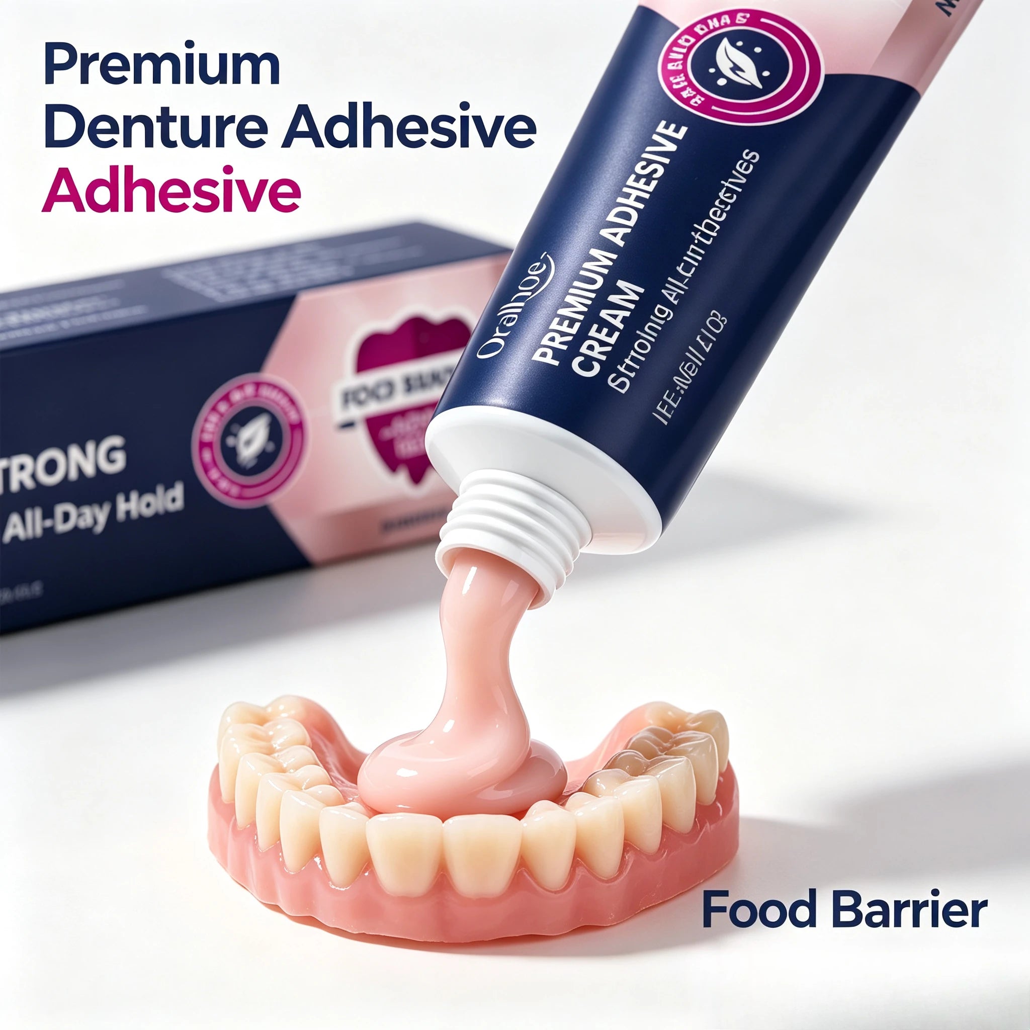 Strong Hold Denture Adhesive Cream for Full and Partial Dentures - 1