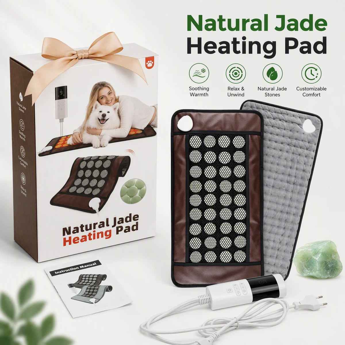 Natural Jade Stone Heating Pad for Back and Muscle Pain Relief