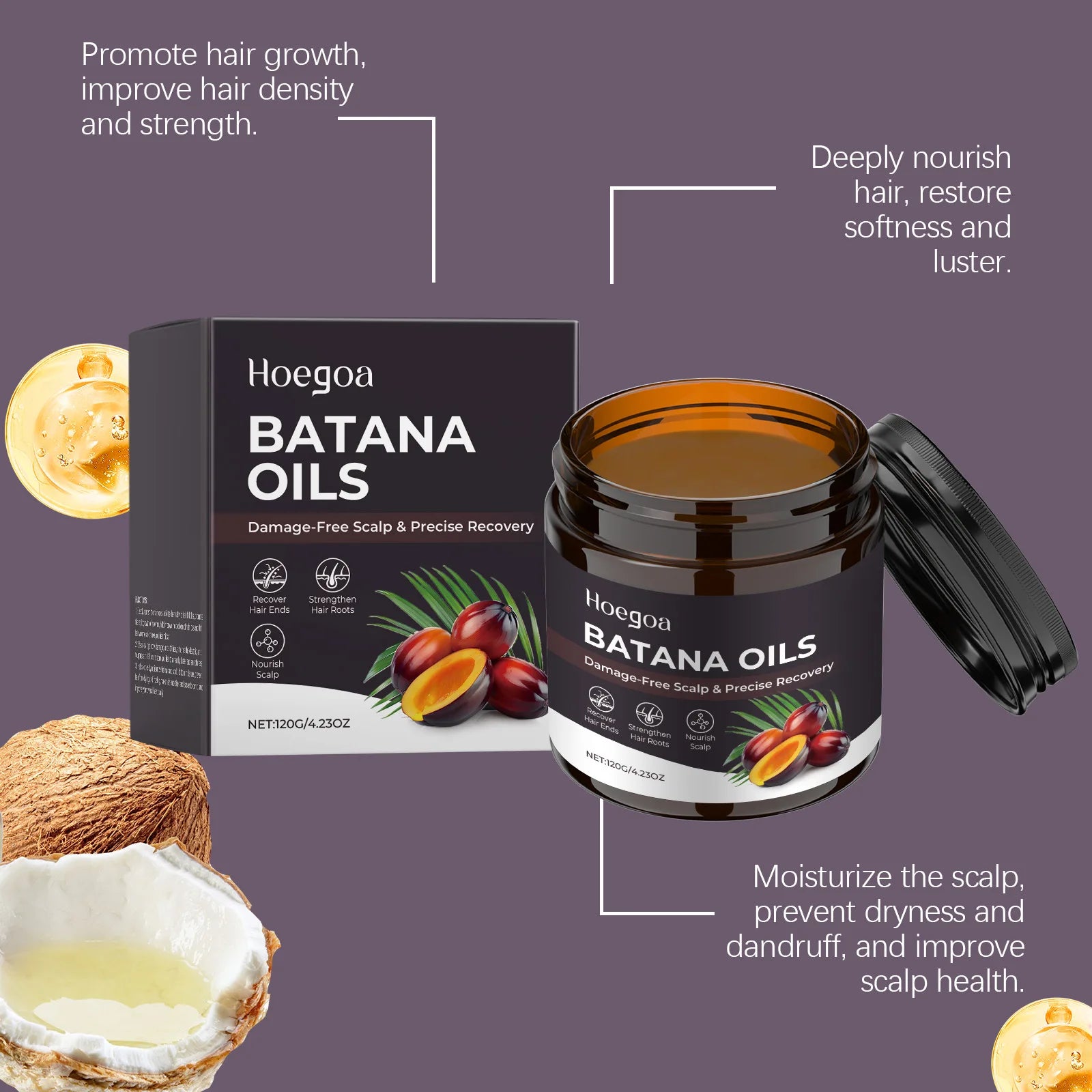 Pure Natural Batana Oil Hair Mask for Scalp Nourishment and Growth 120g - 5