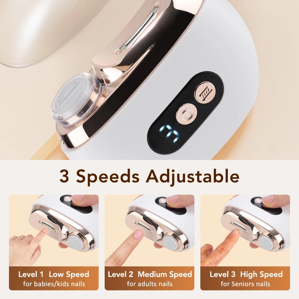 Electric Nail Trimmer and Polisher with LED Light