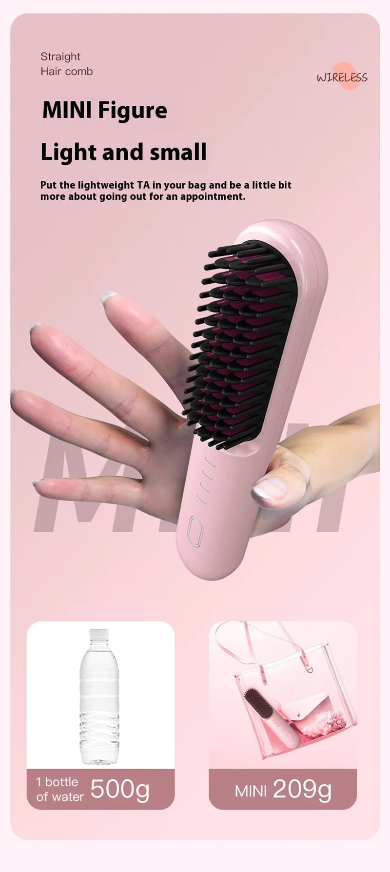 Cordless Ionic Hair Straightening Brush for Fast Styling - 23
