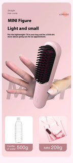 Cordless Ionic Hair Straightening Brush for Fast Styling