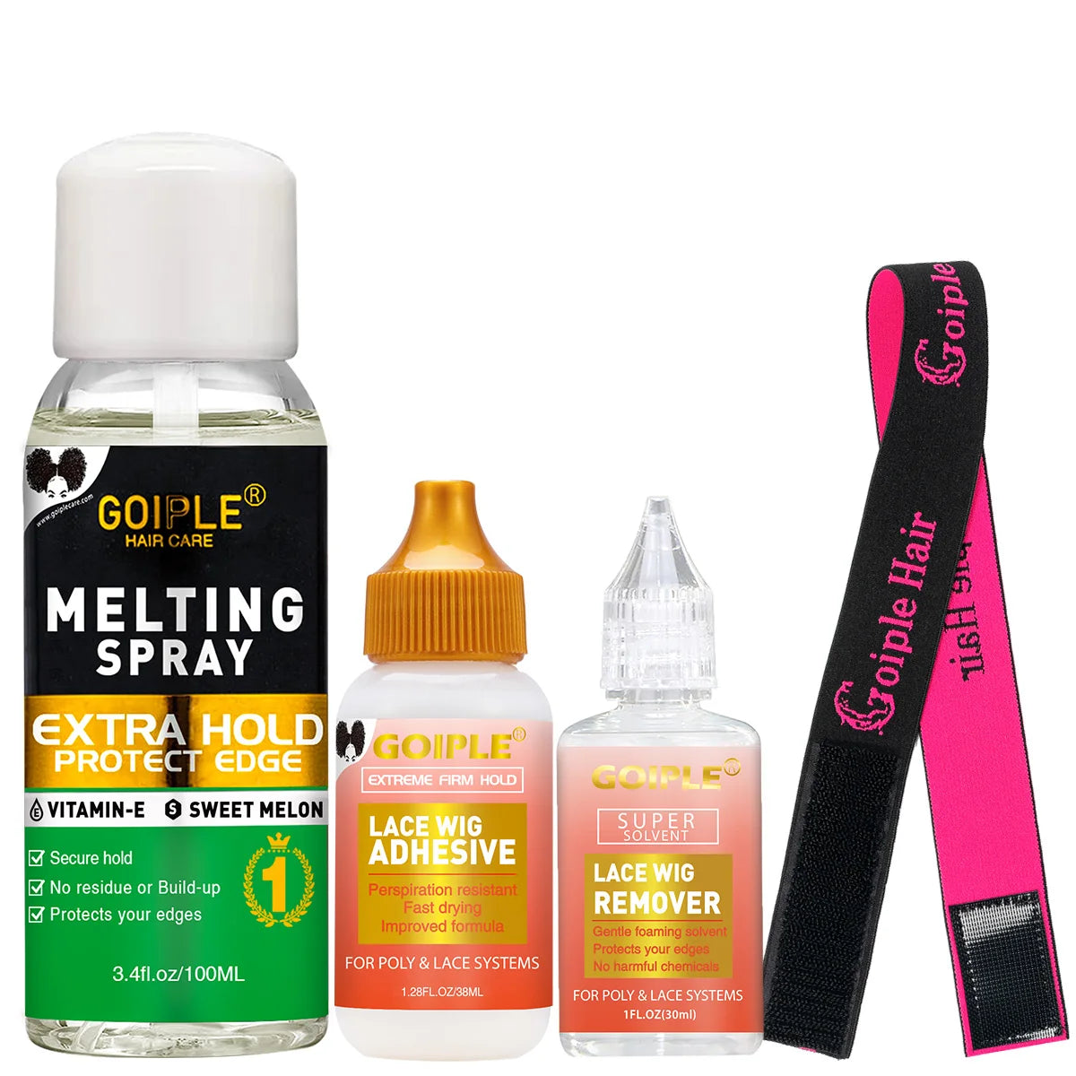 Goiple 4 Piece Wig Adhesive Kit Lace Melting Spray and Glue Remover - 1