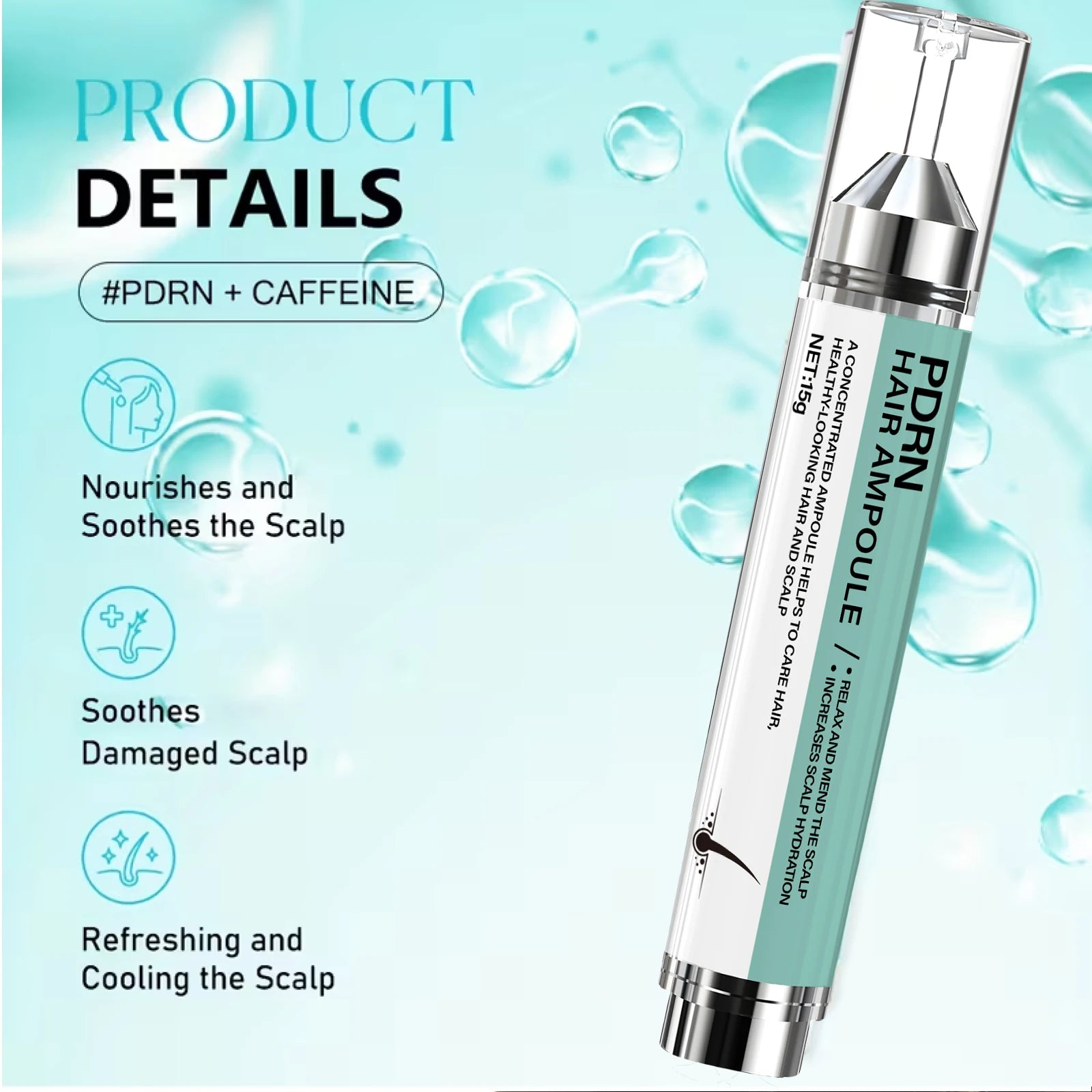 PDRN Hair Ampoule 15g Scalp Hydration and Repair Treatment - 4