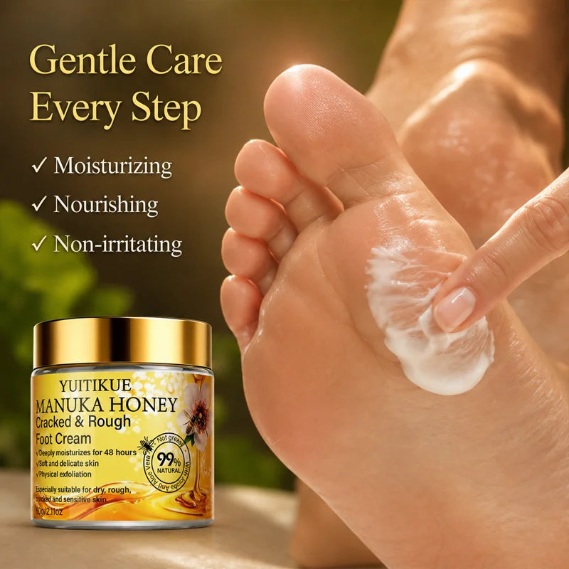 YUITIKUE Manuka Honey Foot Cream for Cracked Heels and Dry Skin Repair