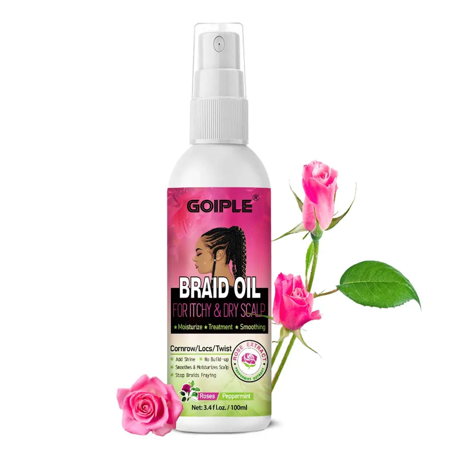 Rose Extract Braid Oil for Itchy Dry Scalp Cornrows Locs and Twists