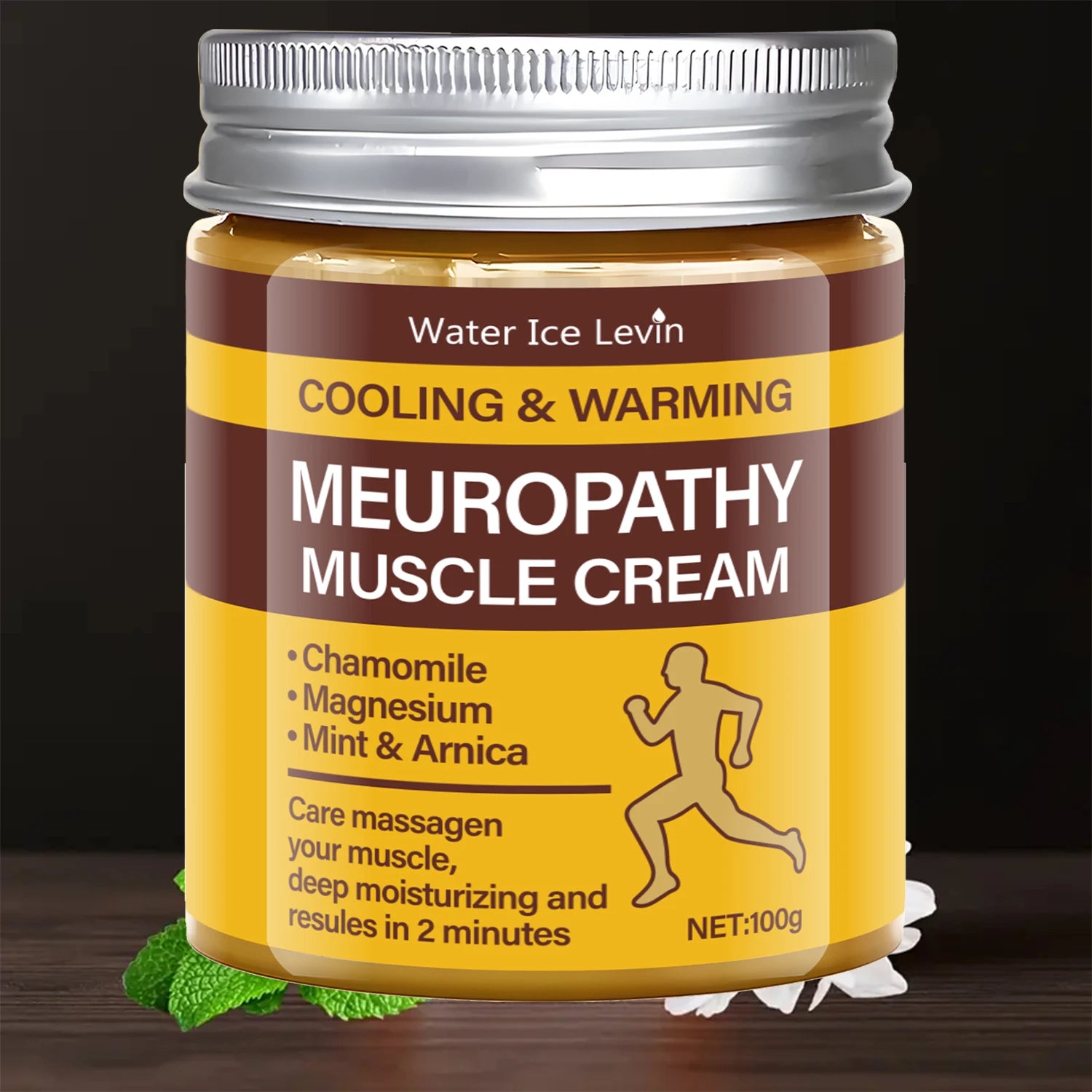 Neuropathy Muscle Cream Cooling Warming Magnesium Recovery Balm 100g - 1
