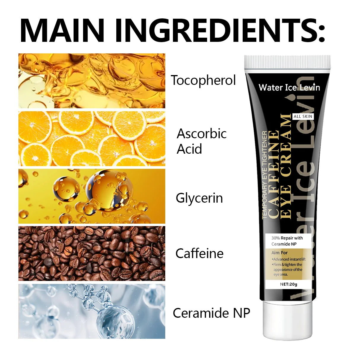 Caffeine Eye Cream Dark Circle Remover and Anti Aging Eye Treatment