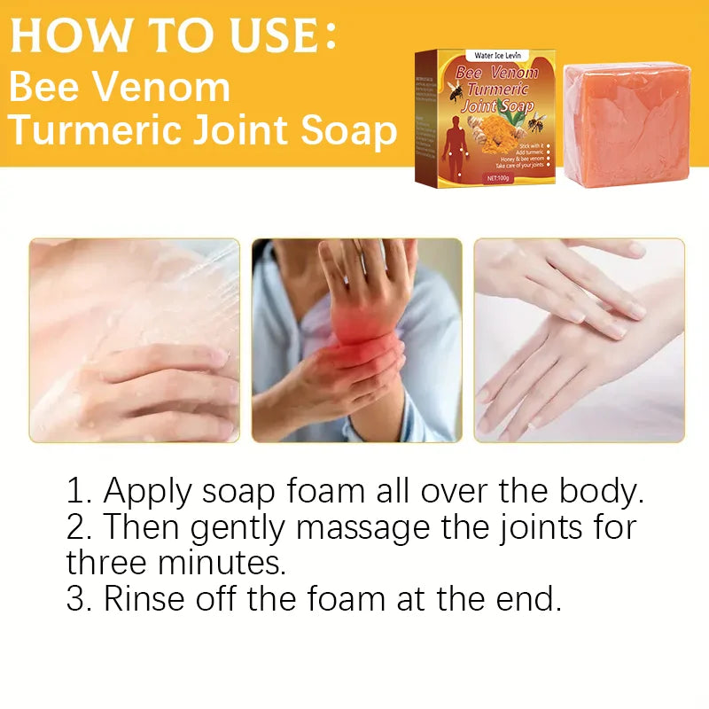 Bee Venom Turmeric Joint Soap Moisturizing Cleansing Bar 100g - 5