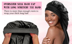 Extra Large Silk Satin Sleep Bonnet with Elastic Hair Band