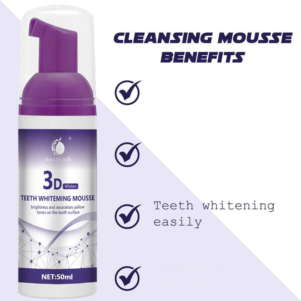 Purple Teeth Whitening Mousse Deep Cleaning Foam Toothpaste 50ml
