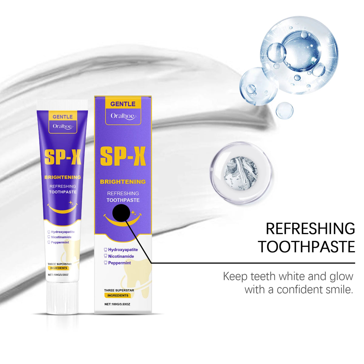 Brightening Toothpaste for Stain Removal and Fresh Breath