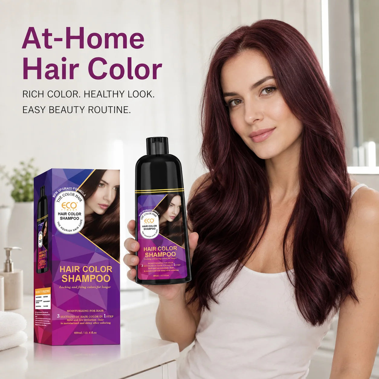 400ml 3 in 1 Hair Color Dye Shampoo for Gray Coverage - 7