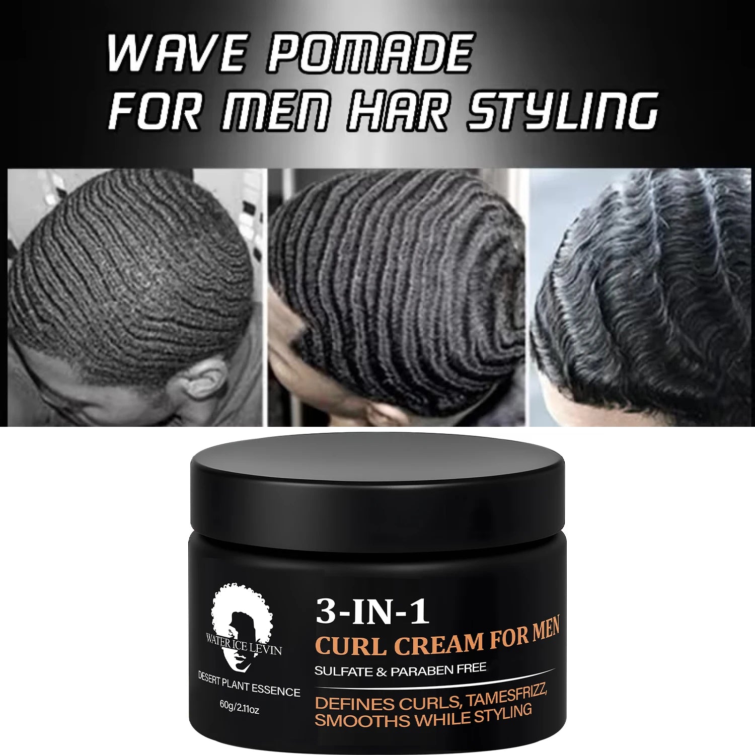 3-in-1 Curl Cream for Men Sulfate and Paraben Free 60g