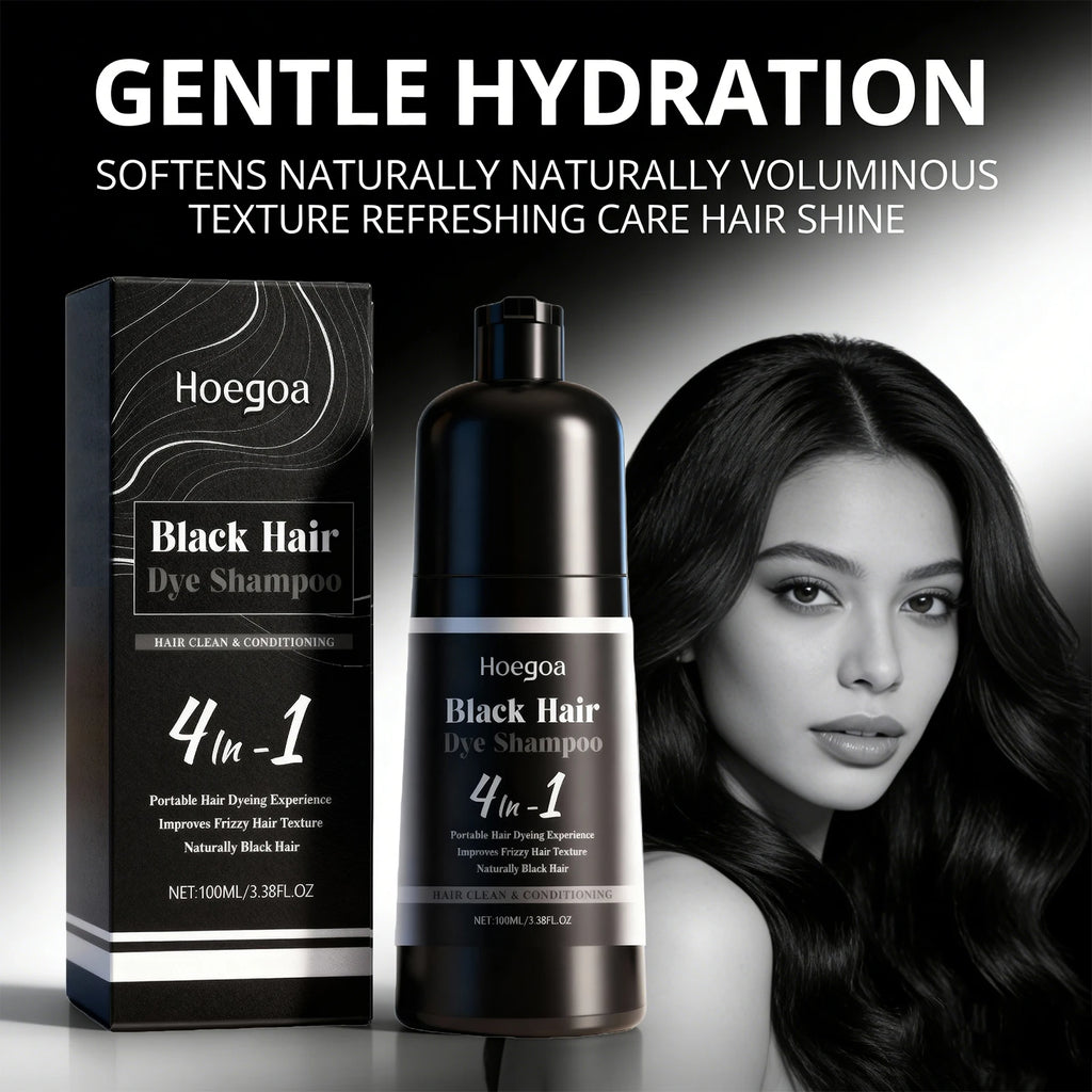 4-in-1 Black Hair Dye Shampoo for Gray Coverage