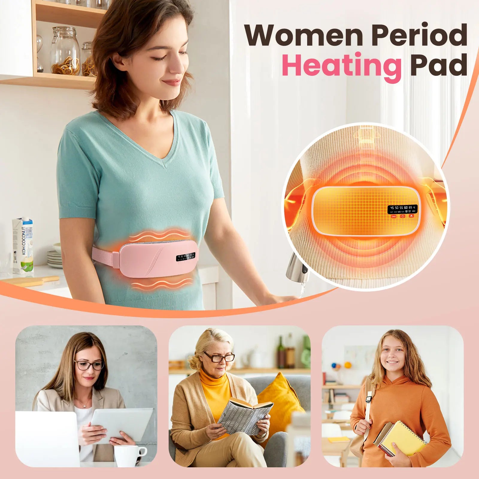 Cordless Menstrual Heating Pad with Vibration Massage - 3