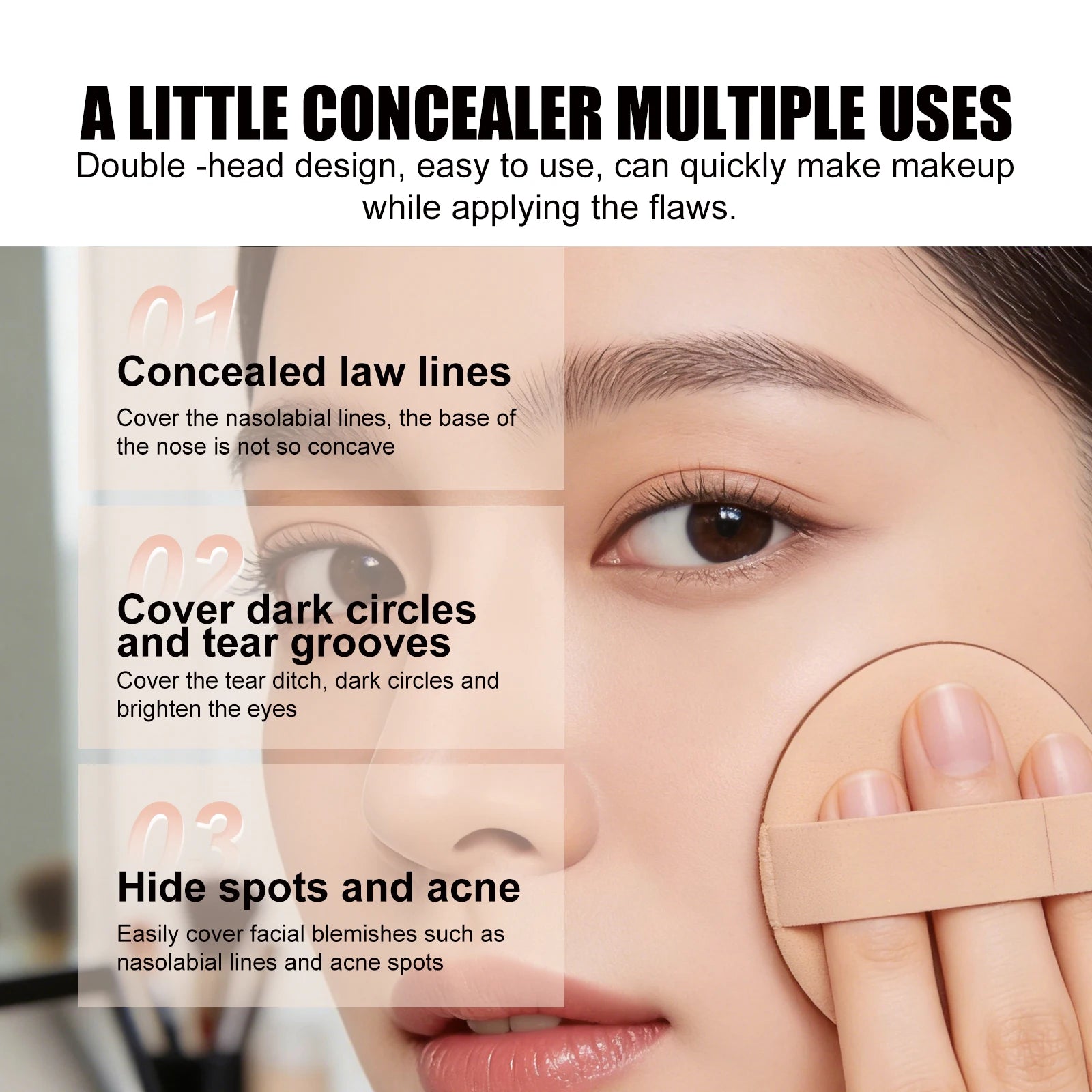 3-Color Cream Concealer Palette for Flawless Coverage - 8