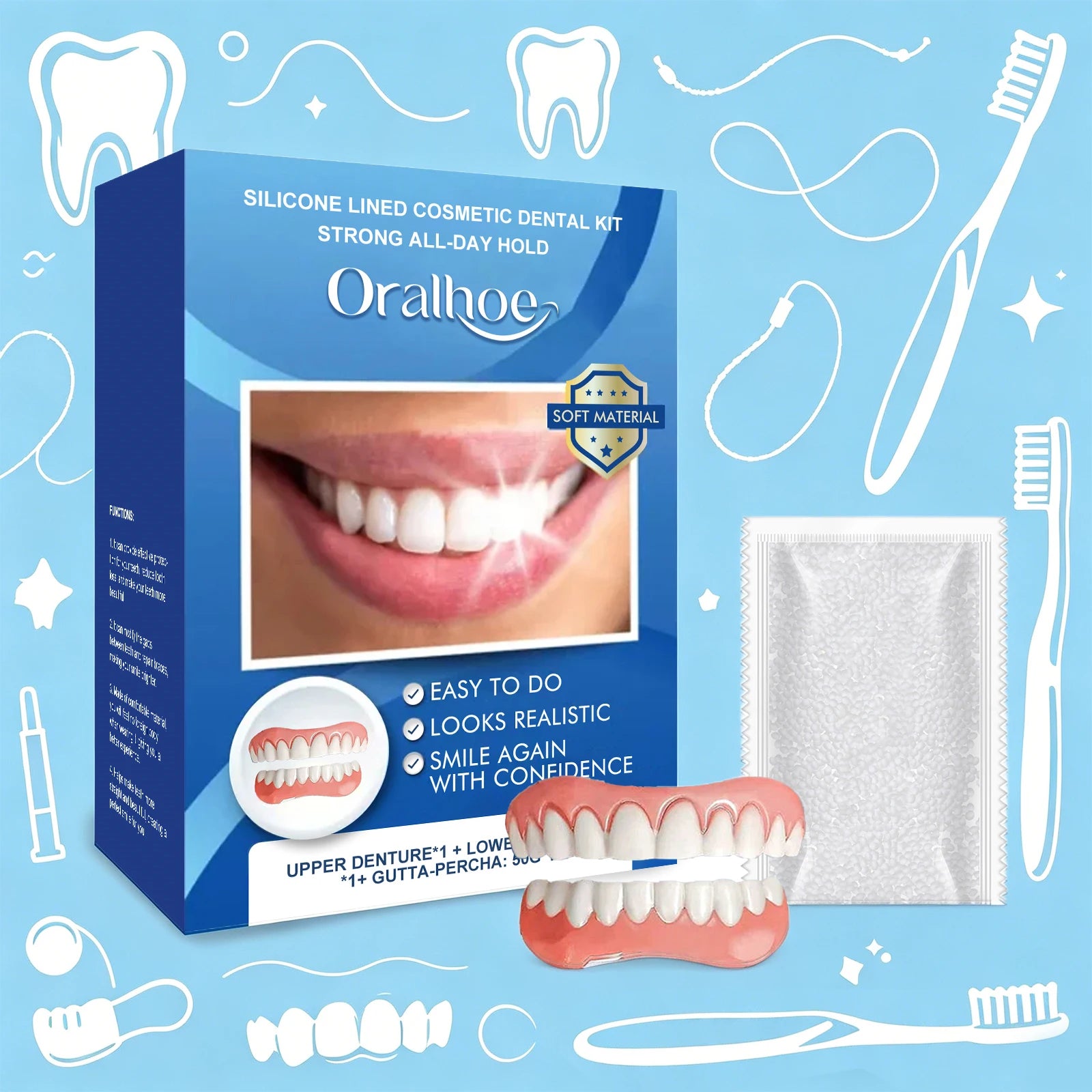 Cosmetic Temporary Denture Kit for Instant Smile Restoration - 1