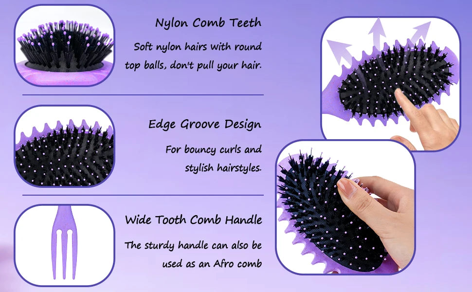 Multifunctional Curly Hair Styling Comb and Scalp Massage Brush