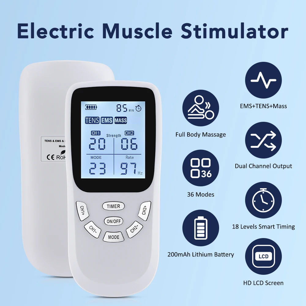 Digital TENS EMS Muscle Stimulator for Pain Relief and Recovery