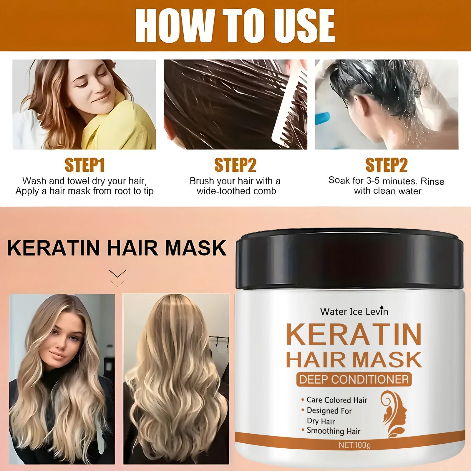 Keratin Hair Mask Deep Conditioning Treatment 100g