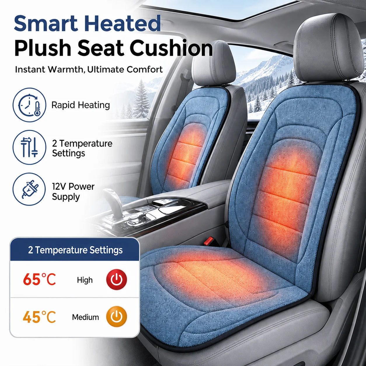 Heated Lambswool Car Seat Cushion for Winter Driving - 1
