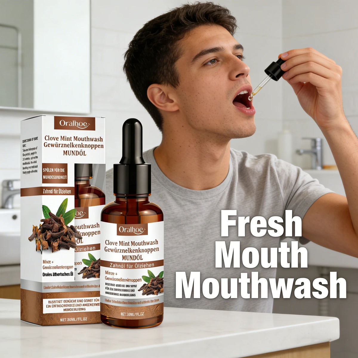 Clove Mint Mouthwash for Bad Breath and Oral Hygiene