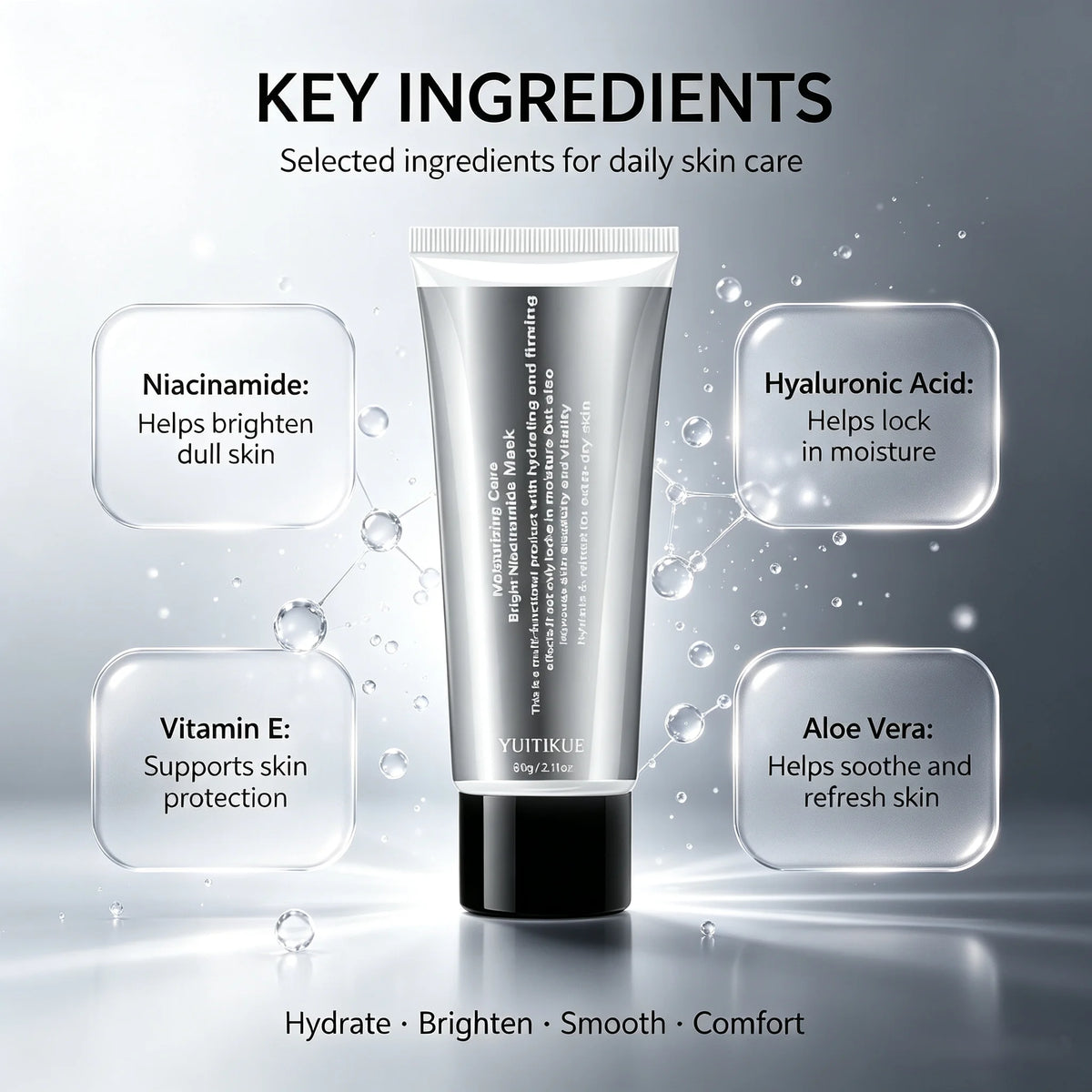 YUITIKUE Niacinamide Face Mask Hydrating Brightening Wash Off Treatment