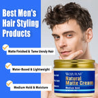 Wozutunt Mens Natural Matte Styling Cream Medium Hold Hair Clay 120g
