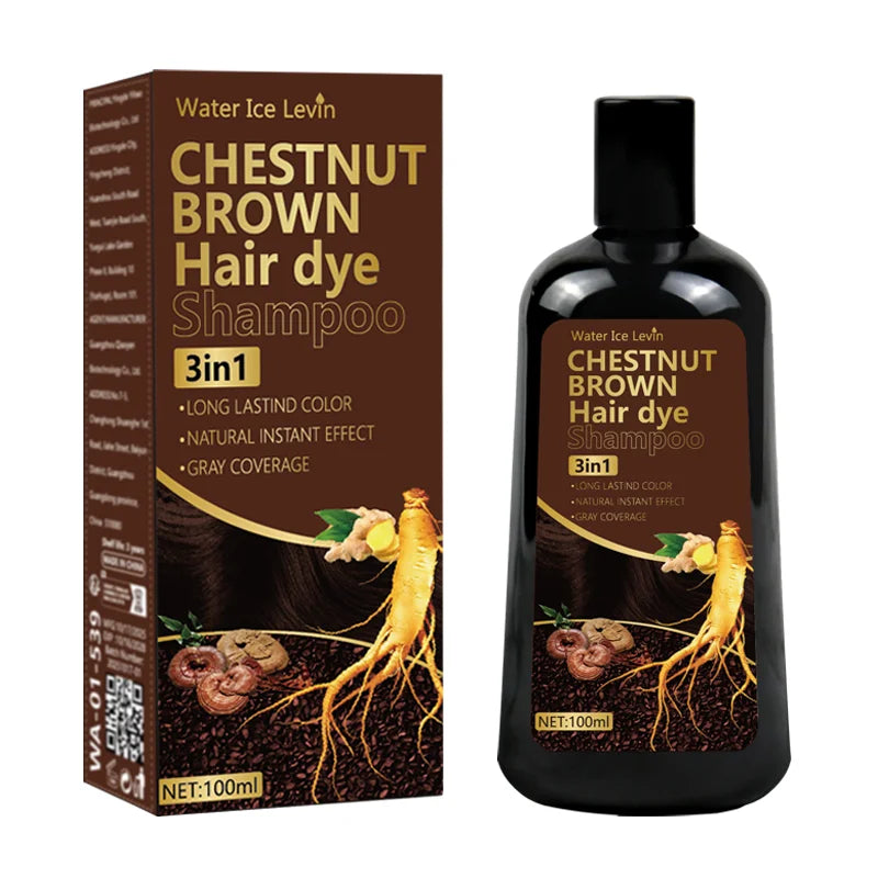 Chestnut Brown 3-in-1 Hair Dye Shampoo with Ginger and Ginseng 100g