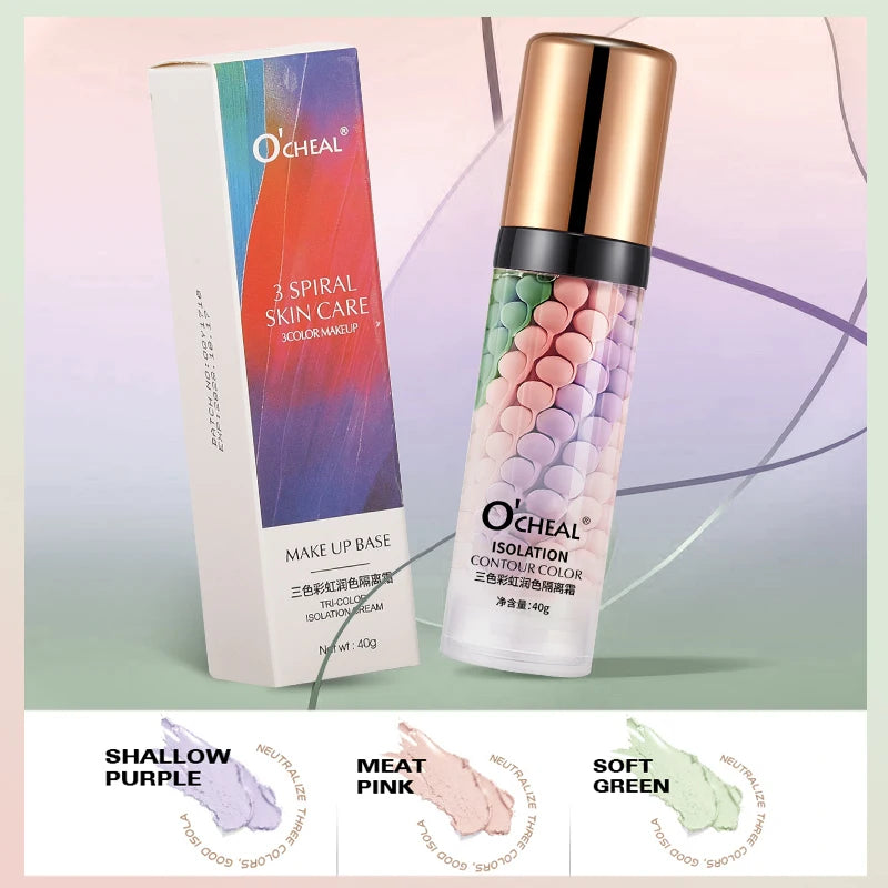 OCHEAL Tri Color Makeup Primer Moisturizing Face Isolation Cream - 5