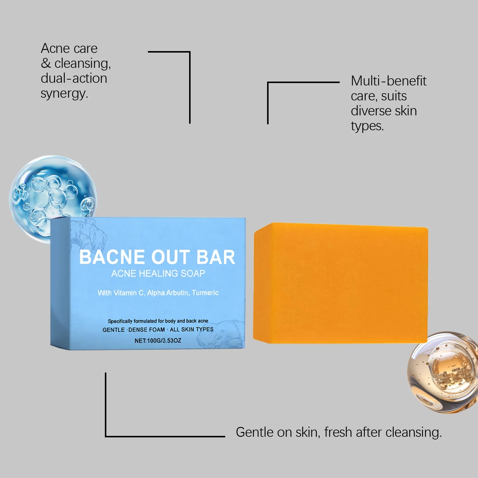 Turmeric Bar Soap for Back and Body Acne Treatment and Skin Brightening
