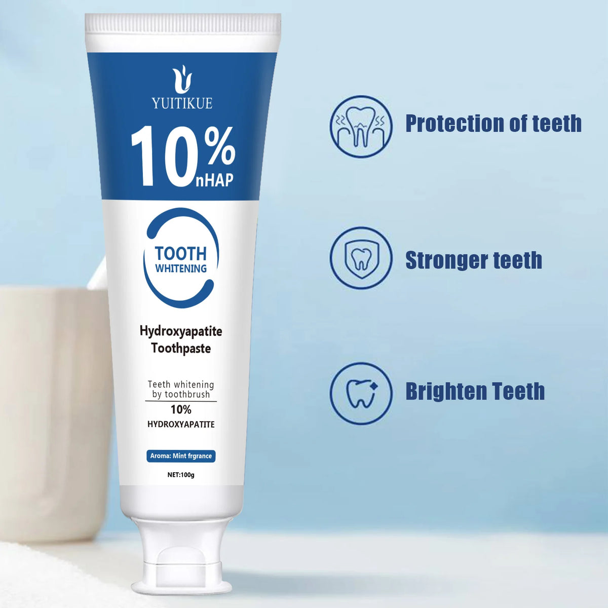 YUITIKUE 10% Hydroxyapatite Toothpaste Enamel Repair and Teeth Whitener