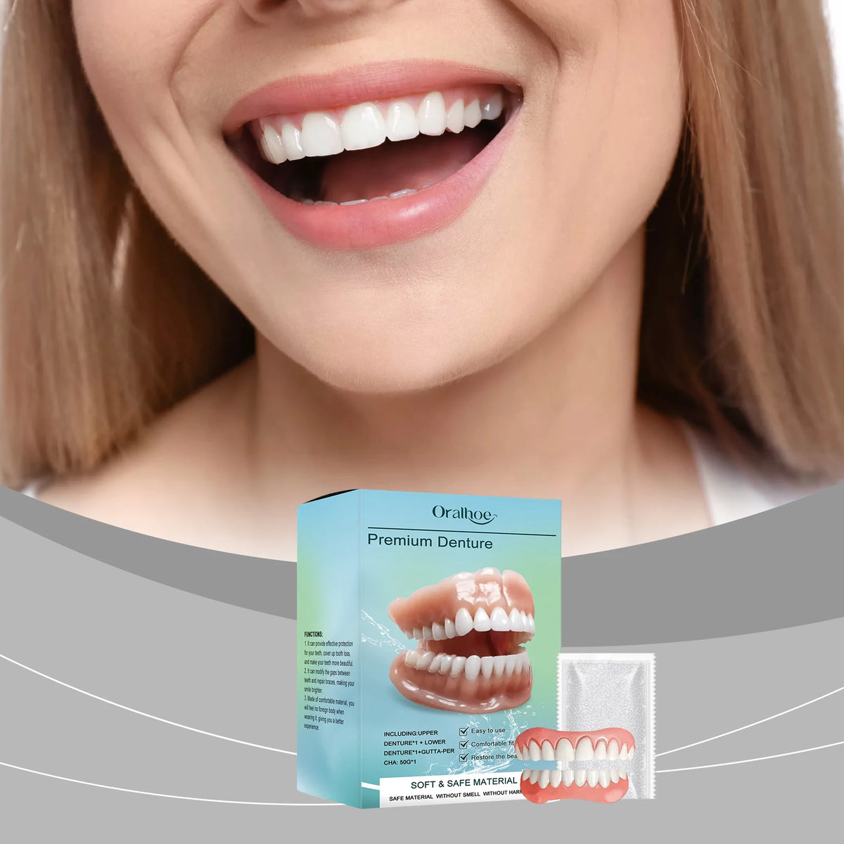 Temporary Cosmetic Denture Set for Smile Improvement